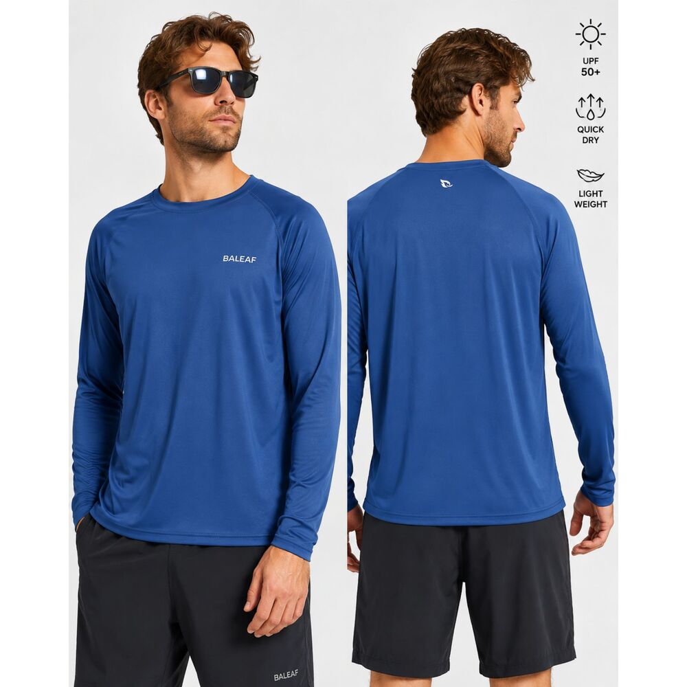 NWT BALEAF Men’s XL Blue UPF 50+ Long Sleeve Sun Shirt Rash Guard Quick Dry